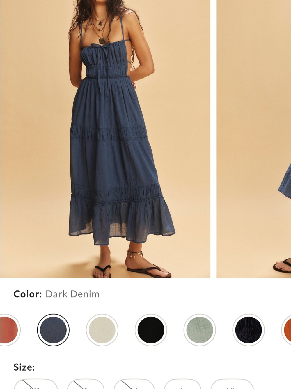 Dark Blue Tiered Maxi Dress with Spaghetti Straps - Picture 1 of 6